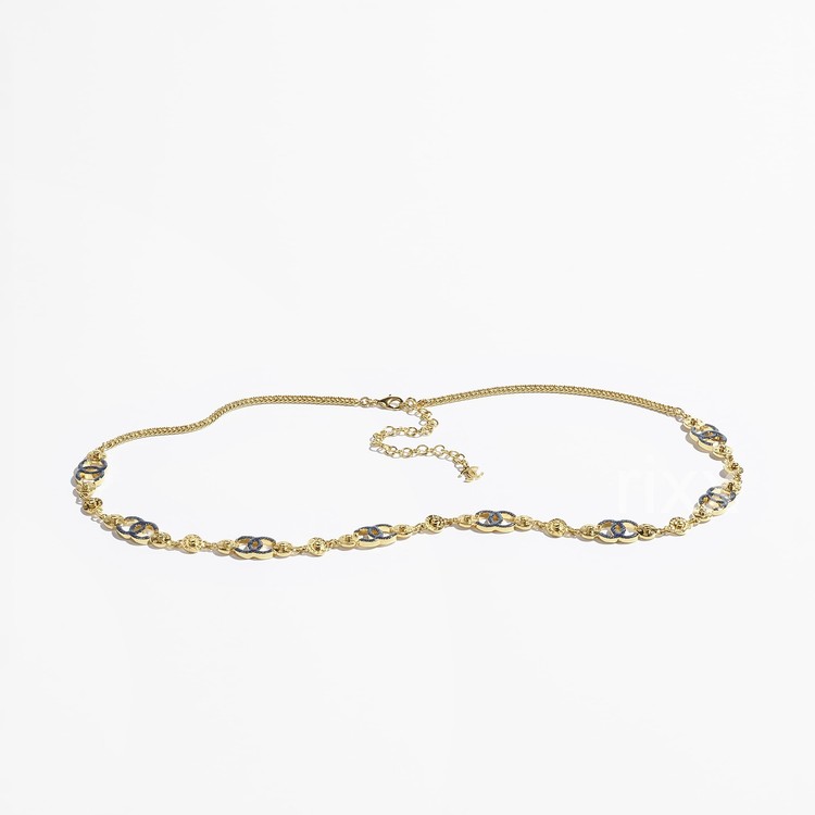 샤넬 골드, 블루 메탈 체인 벨트