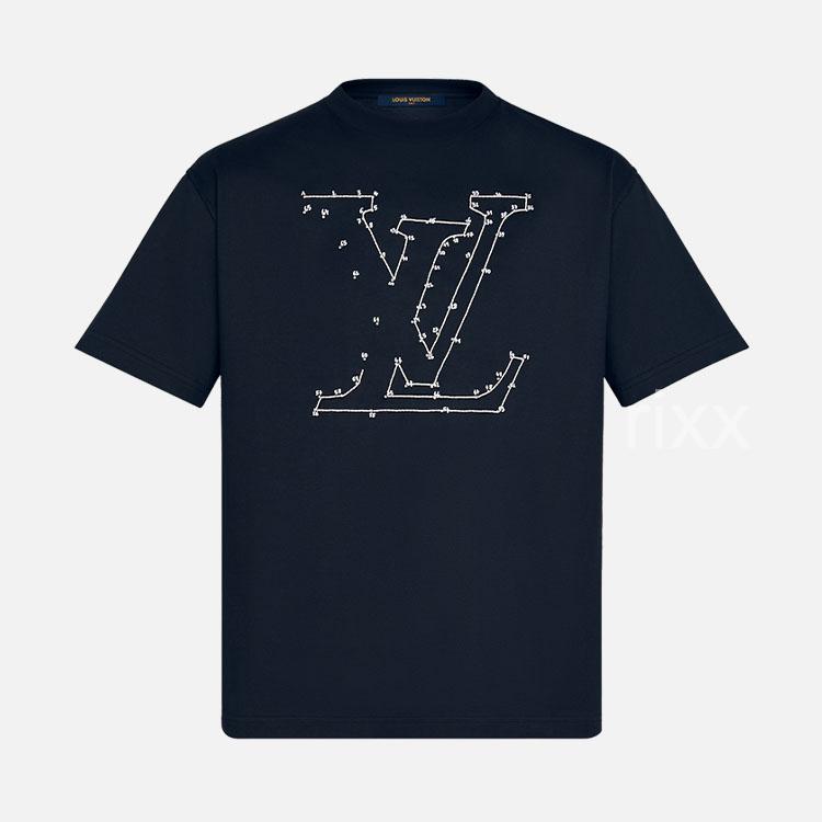 루이비통 LV 스티치 프린트 앤드 엠브로이더드 티셔츠