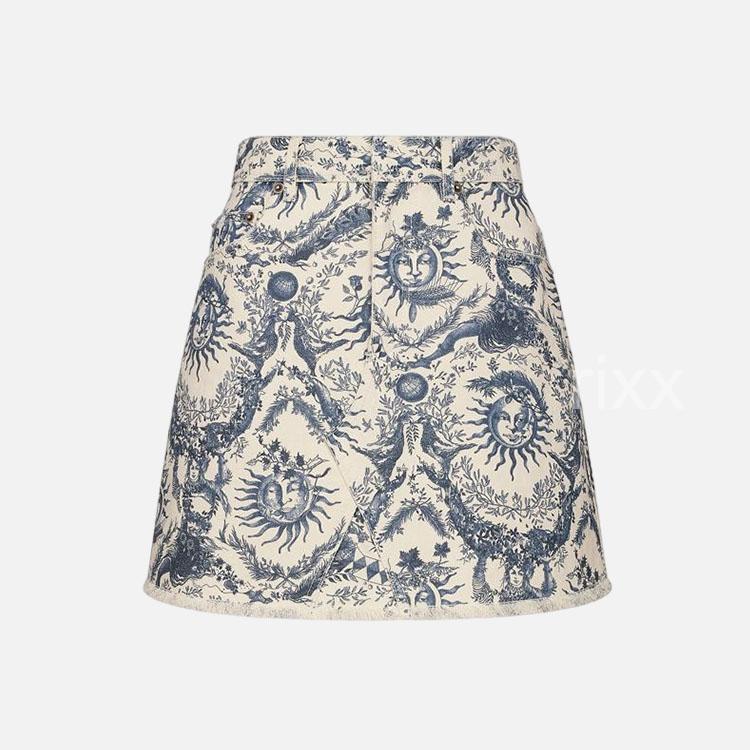 디올 투알 드 주이 솔레이 코튼 데님 미니 스커트