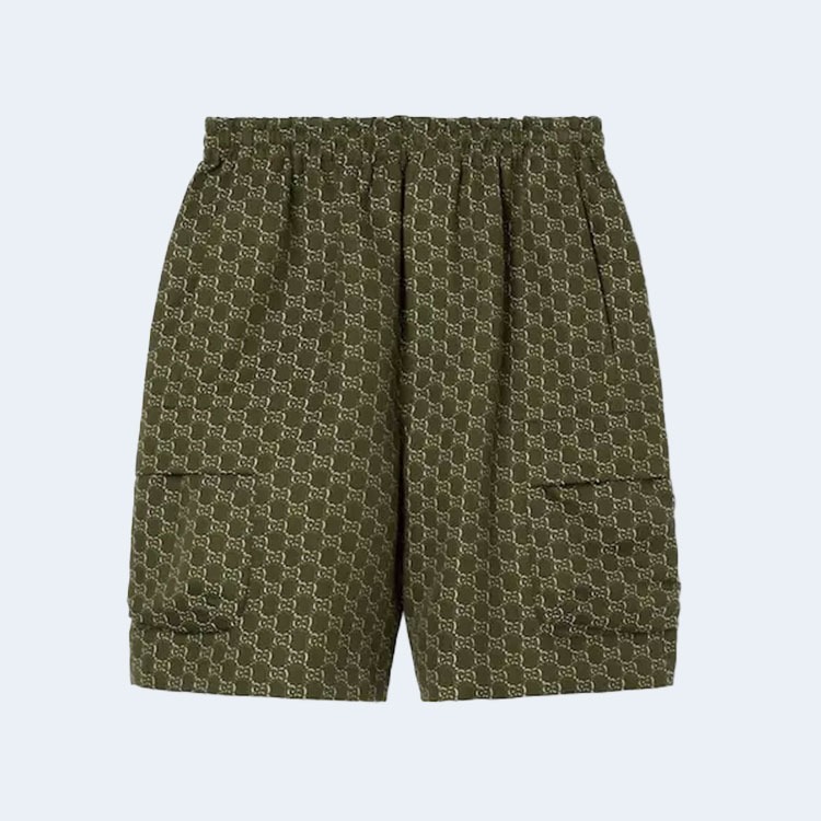 구찌 섀도우 코튼 자카드 카고 쇼츠