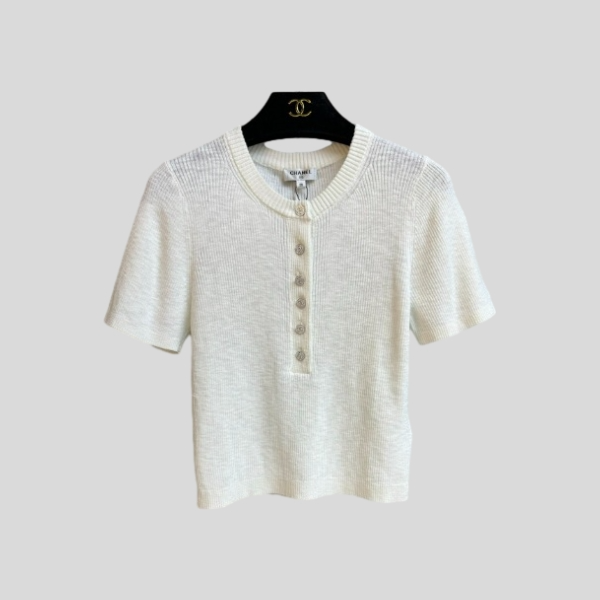 샤넬 니트 반팔 화이트