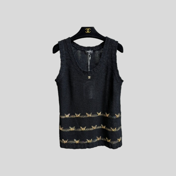 샤넬 골드 스팽글 탑