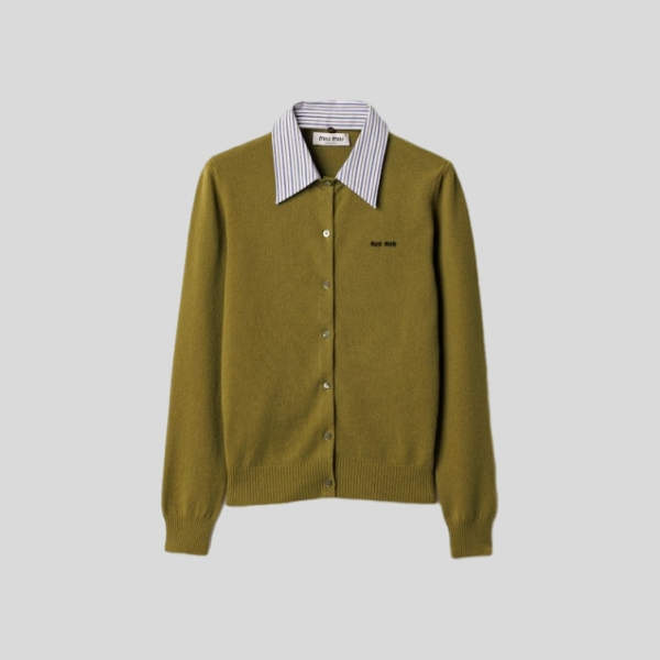 미우미우 카라 장식 캐시미어 가디건