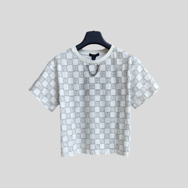 루이비통 체커보드 프린트 티셔츠