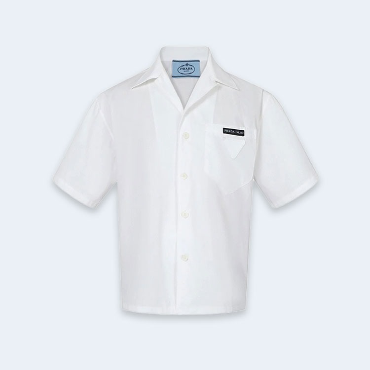 프라다 코튼 포플린 볼링 셔츠