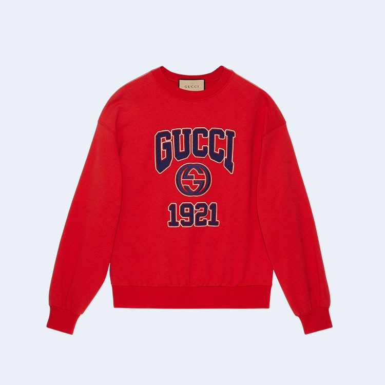 구찌 1921 자수 코튼 저지 스웨트셔츠 