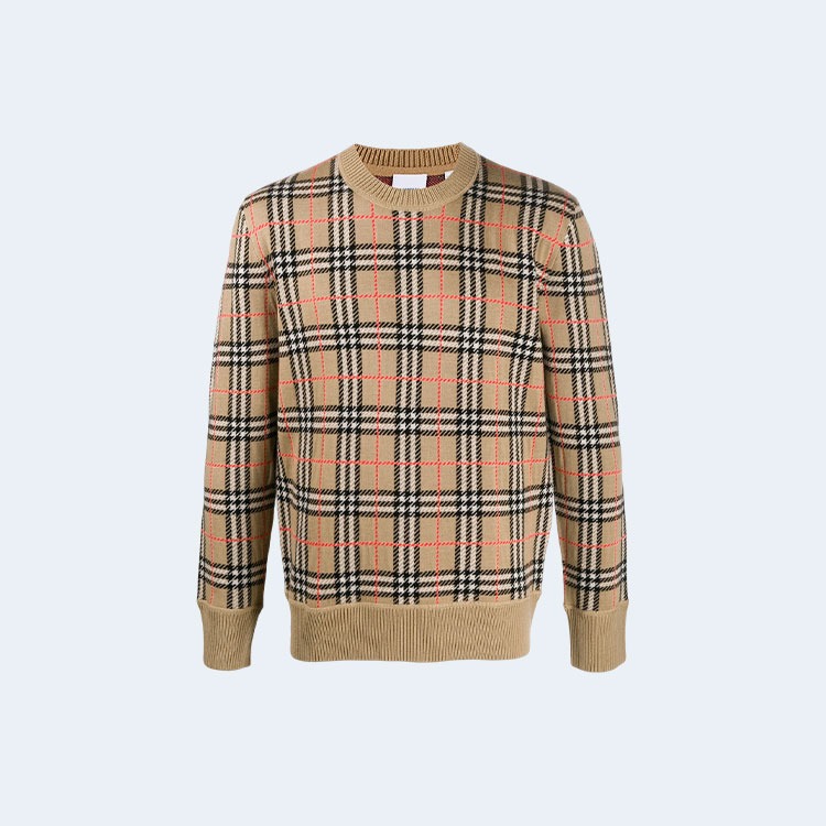 버버리 체크 자카드 니트
