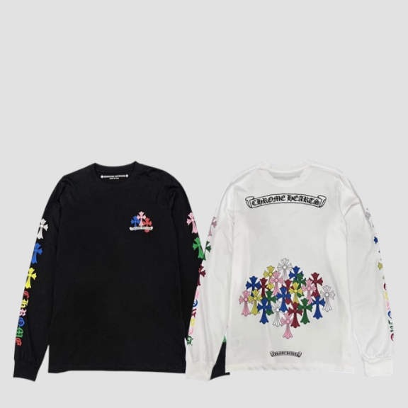 크롬하츠 멀티 컬러 크로스 롱 슬리브 티셔츠