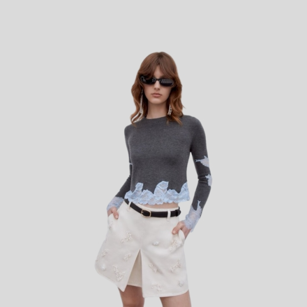 셀프포트레이트 그레이 콘트라스트 레이스 점퍼