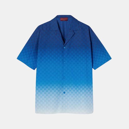 구찌 프린트 코튼 포플린 볼링 셔츠