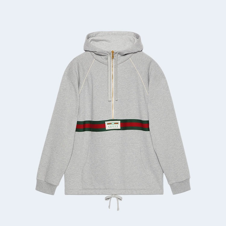 구찌 웹 디테일 코튼 저지 스웨트셔츠