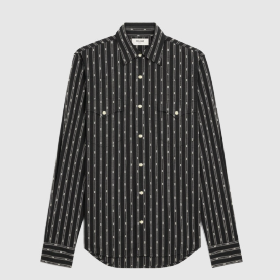 셀린느 웨스턴 트리옹프 스트라이프 코튼 셔츠