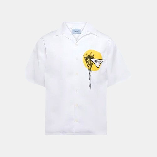 프라다 플라워 프린팅 포플린 반팔 셔츠NEW