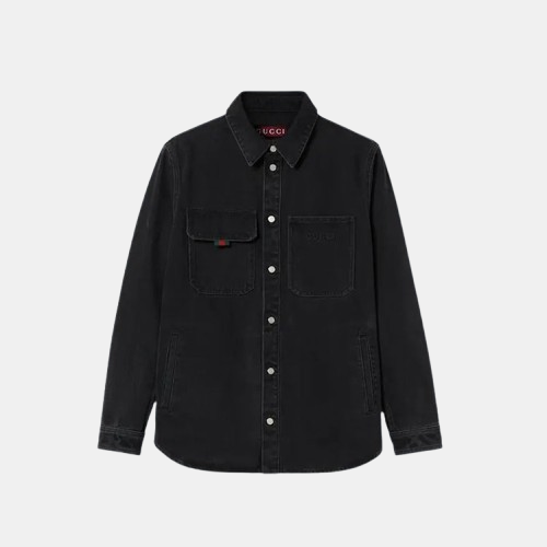 구찌 자수 데님 셔츠