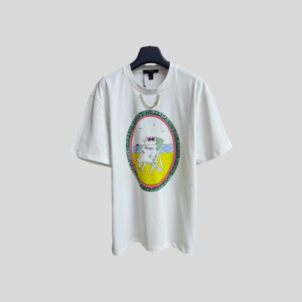 루이비통 고양이 프린트 티셔츠