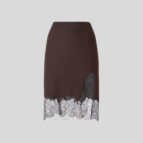 펜디 브라운 캐시미어 실크 스커트