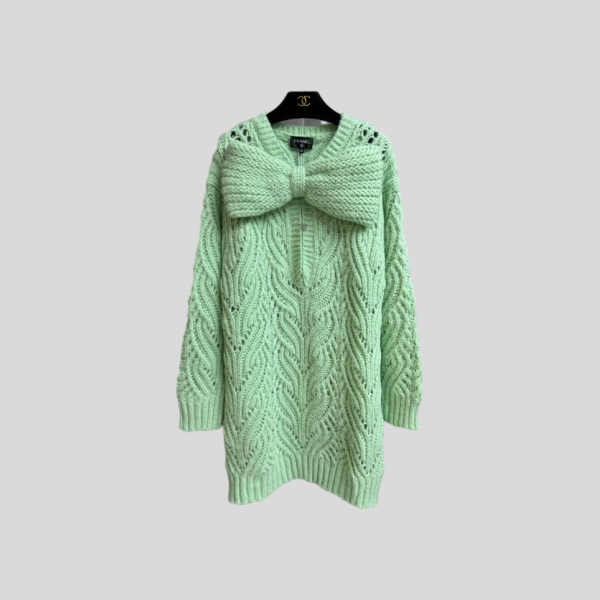 샤넬 그린 보우 스웨터