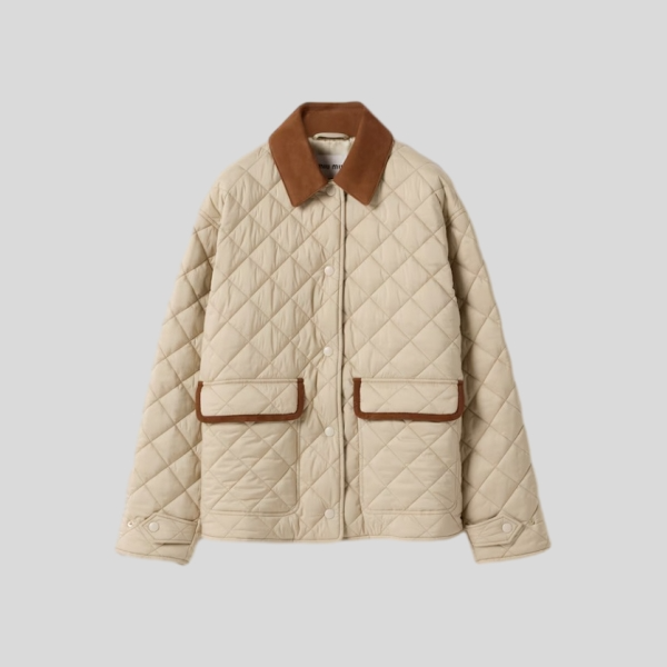 미우미우 퀼팅 테크니컬 퐁제 블루종