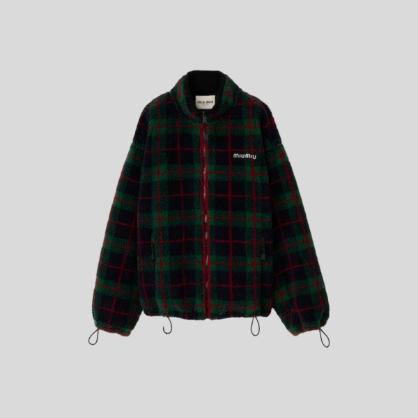 미우미우 체크 테디 지퍼 자켓
