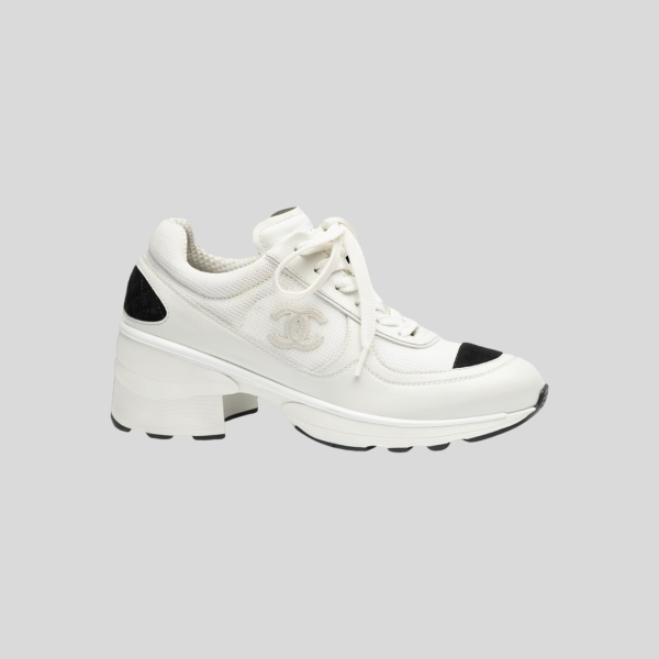 샤넬 믹스드 파이버 샤이니 카프스킨 & 스웨이드 카프스킨 스니커즈