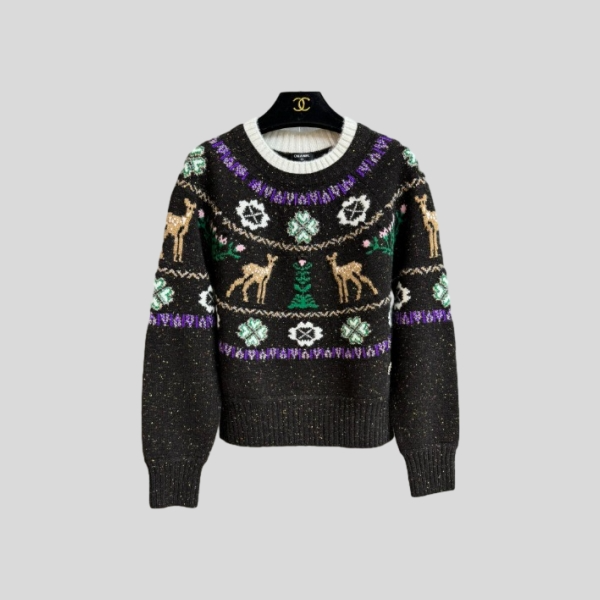 샤넬 사슴 눈송이 스웨터