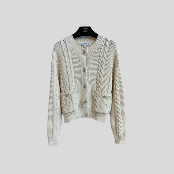 샤넬 케이블 니트 가디건