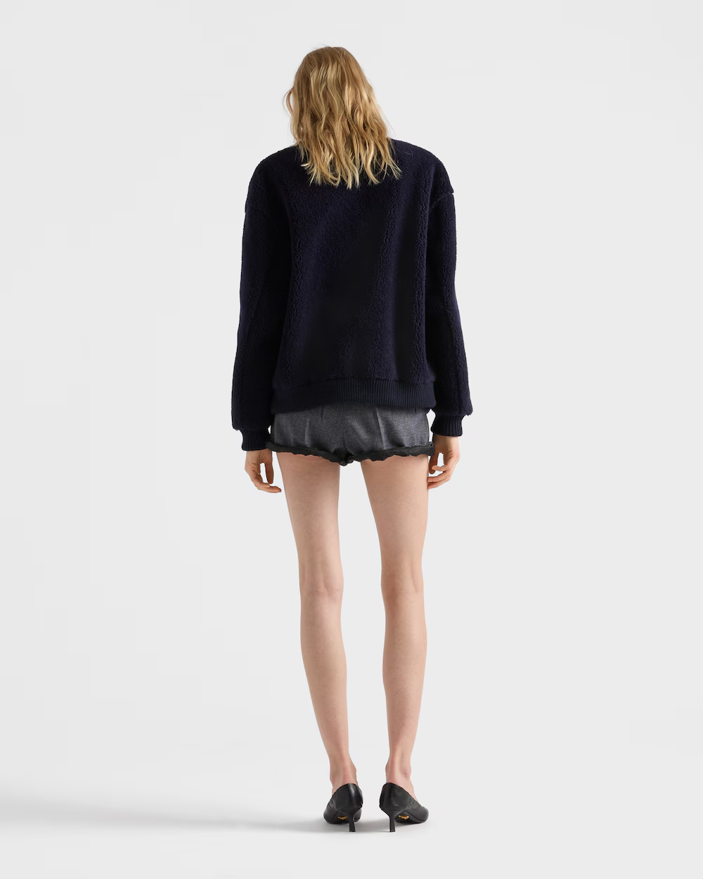 프라다 플리스 자켓 네이비 