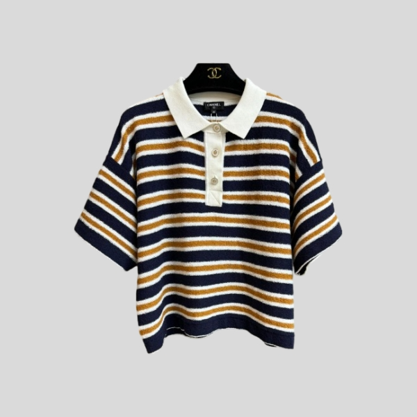 샤넬 스트라이프 폴로 셔츠